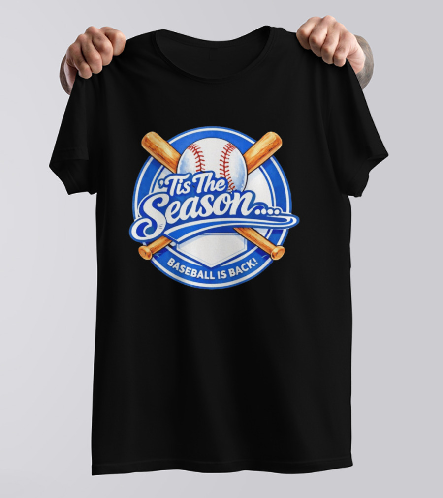 Tis The Season Baseball Is Back Baseball Bats And Ball Circle T-Shirt