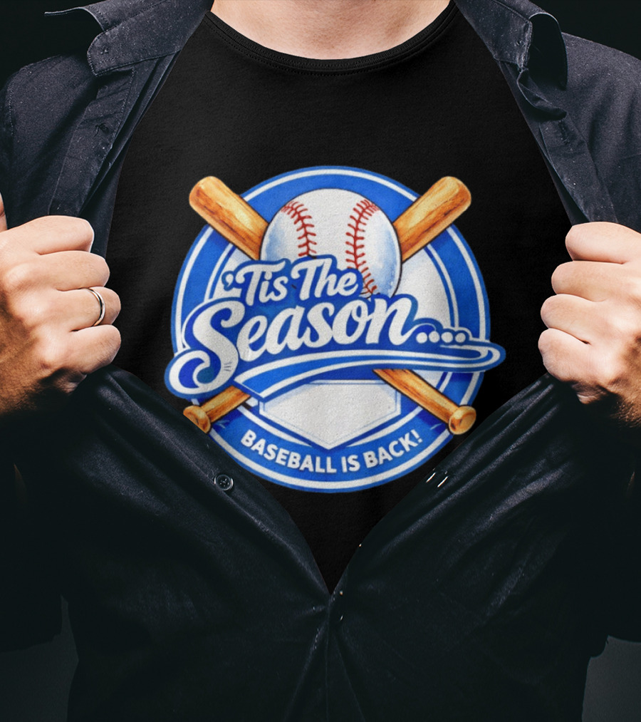Tis The Season Baseball Is Back Baseball Bats And Ball Circle T-Shirt