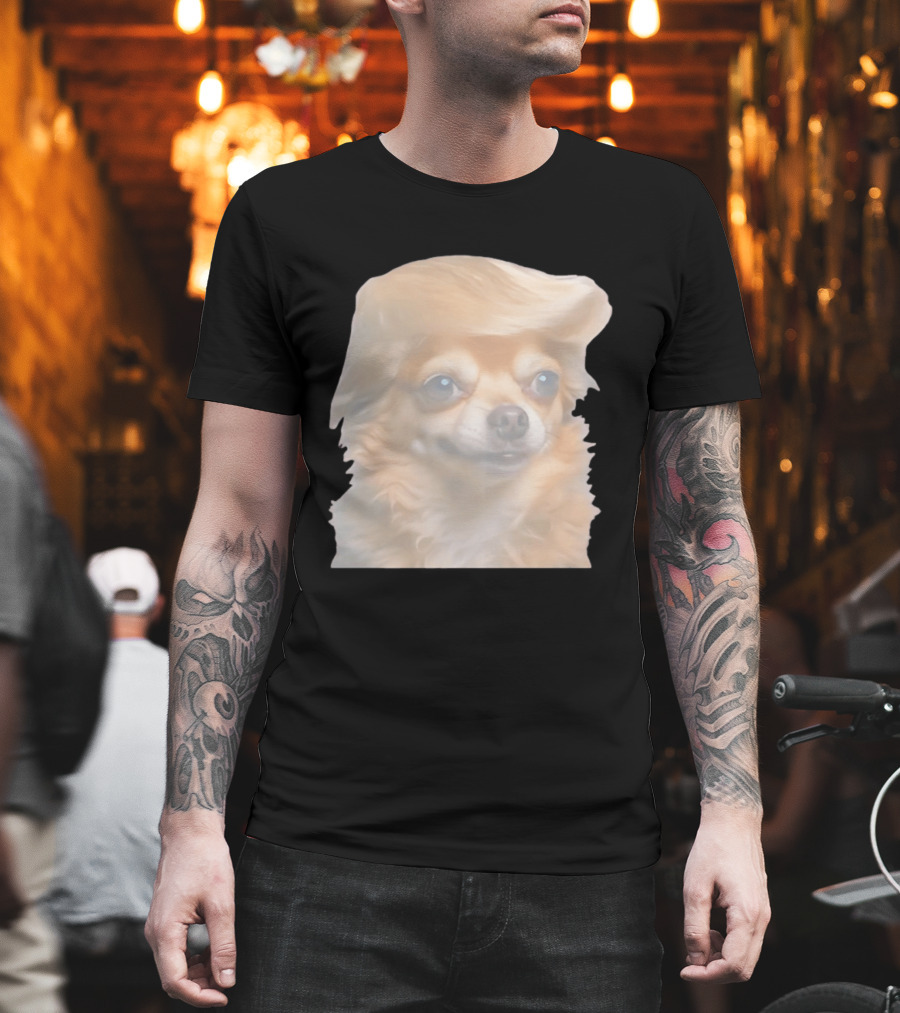 Trump Dog Meme Chihuahua With Hair Wig T-Shirt