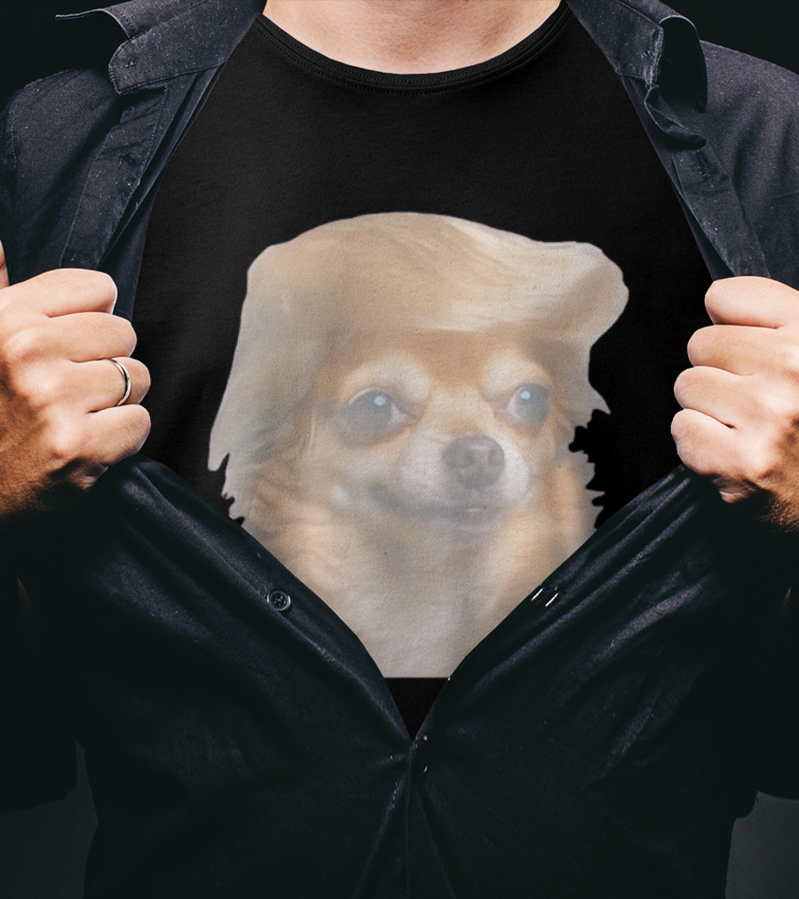 Trump Dog Meme Chihuahua With Hair Wig T-Shirt