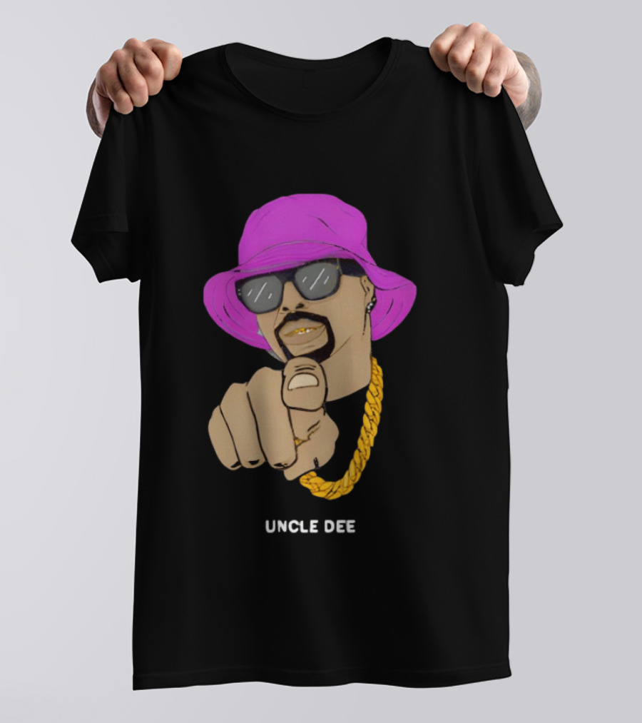 UNCLE DEE Finger Pointing Sunglasses Chain Purple Hat T-Shirt