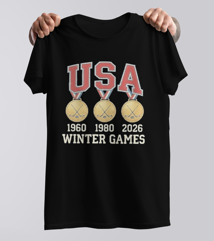 USA Hockey Winter Games Gold Medals 1960 1980 2026 T-Shirt