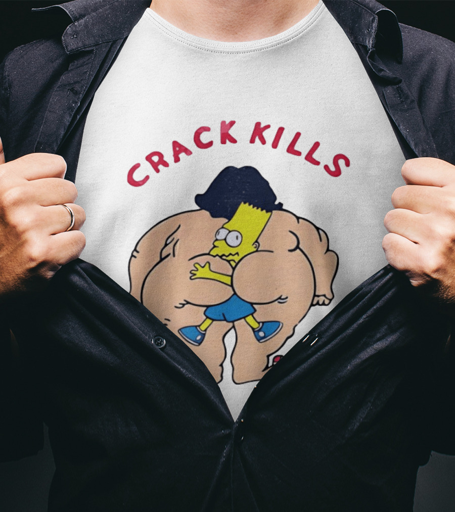 Crack Kills Bart Parody Cartoon Humor T-Shirt