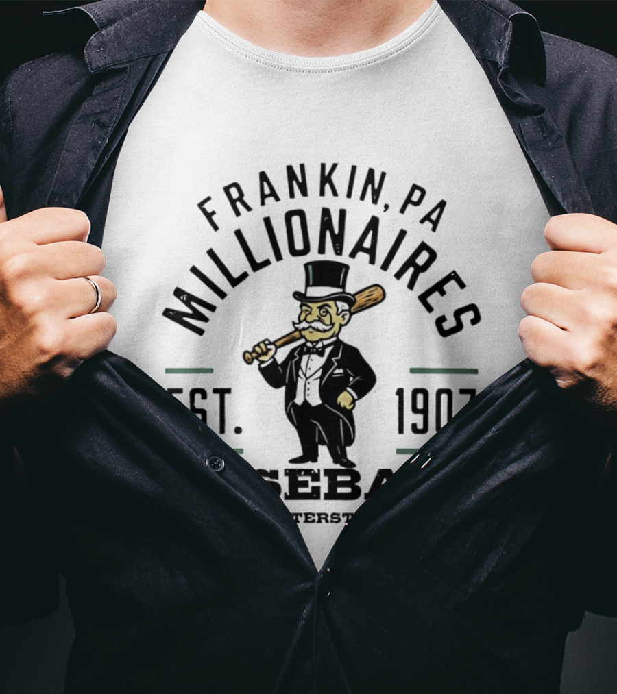 Franklin PA Millionaires Baseball Est 1907 Class D Interstate League T-Shirt