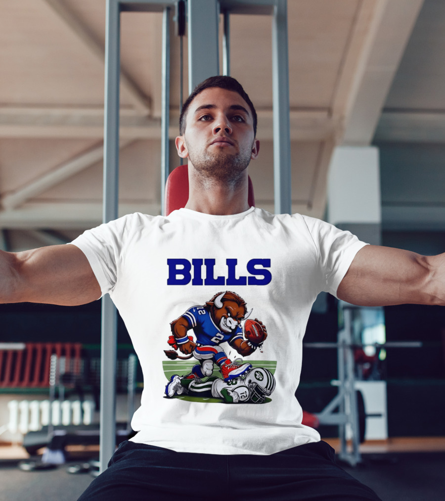 Buffalo Bills Dominating New York Jets Rivalry NFL Mascot Showdown T-Shirt
