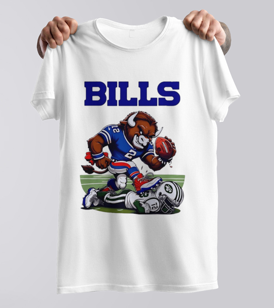 Buffalo Bills Dominating New York Jets Rivalry NFL Mascot Showdown T-Shirt