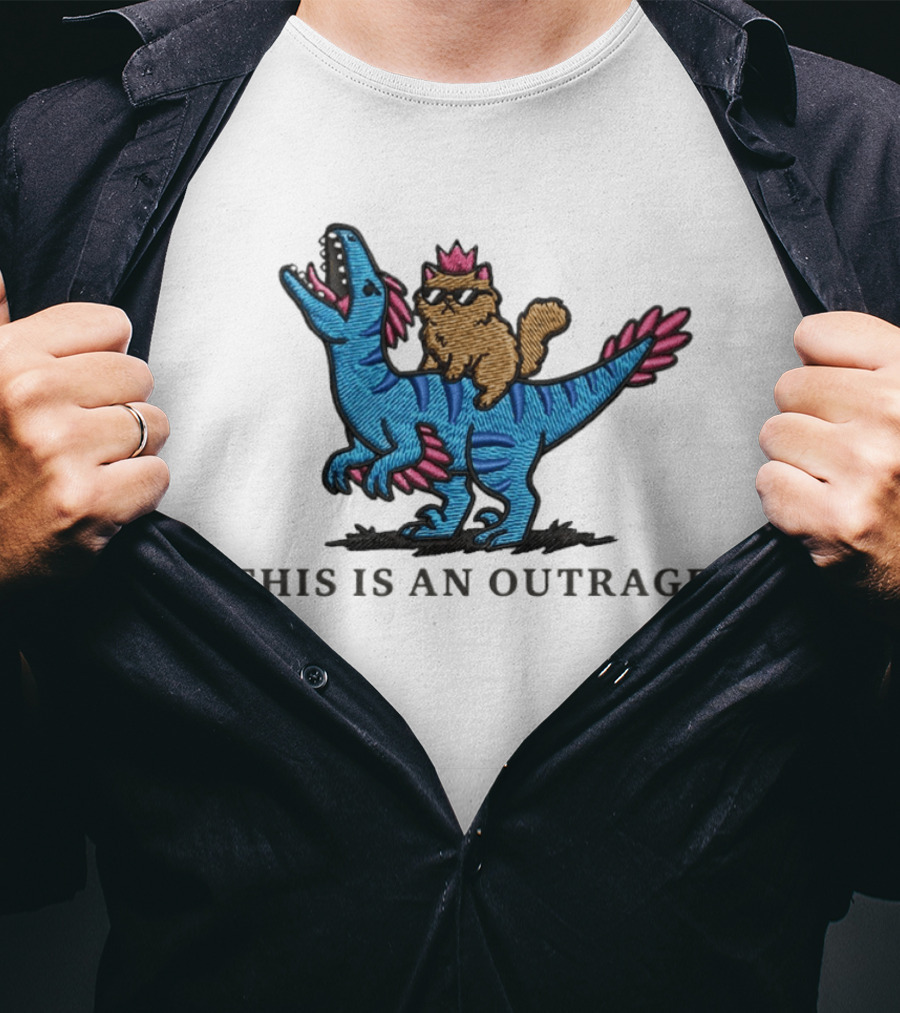 Cat Lover Embroidered Princess Donut And Mongo Dinosaur Outrage T-Shirt