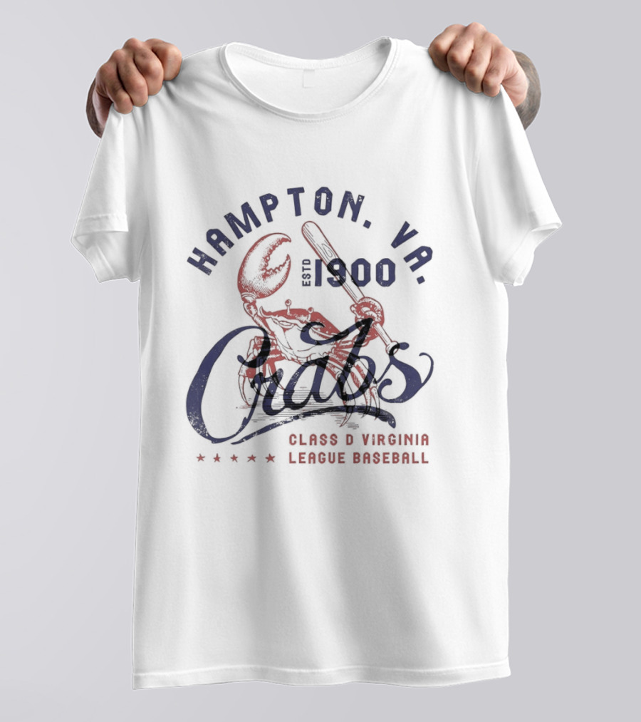 Hampton VA Crabs Est 1900 Class D Virginia League Baseball T-Shirt