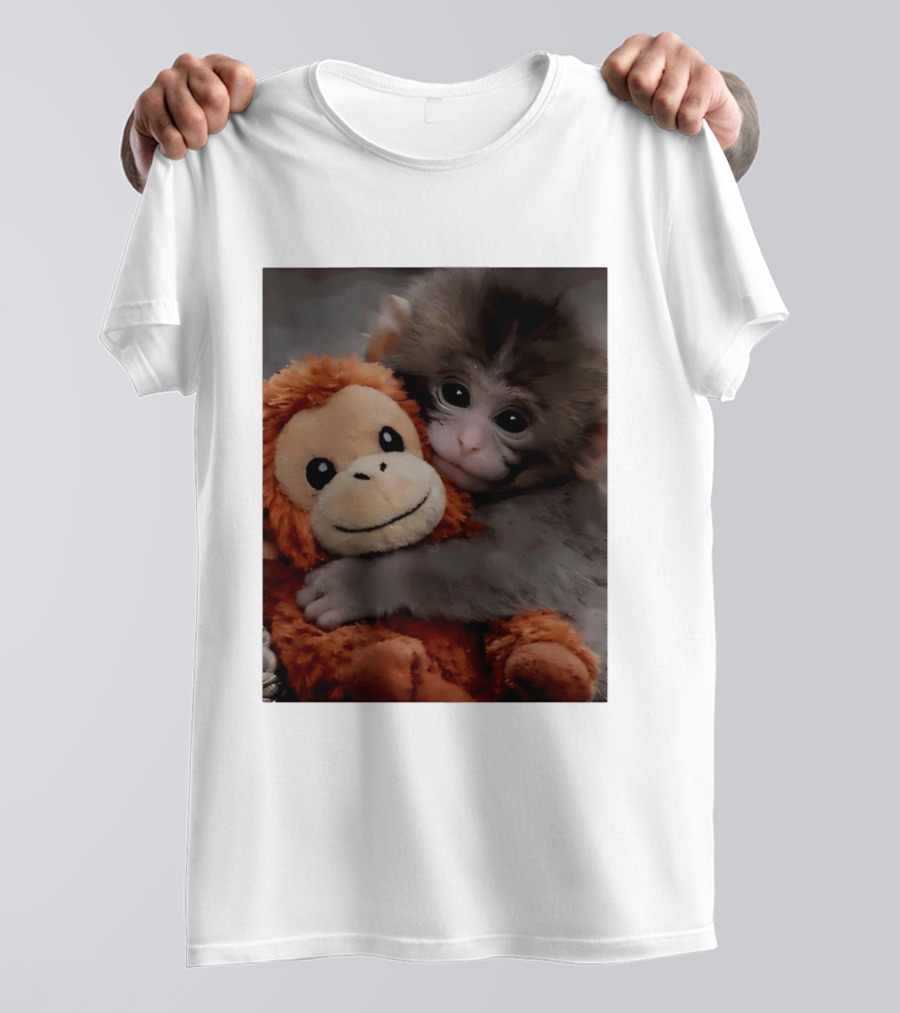 I Love Punch Monkey Hugging Stuffed Monkey T-Shirt