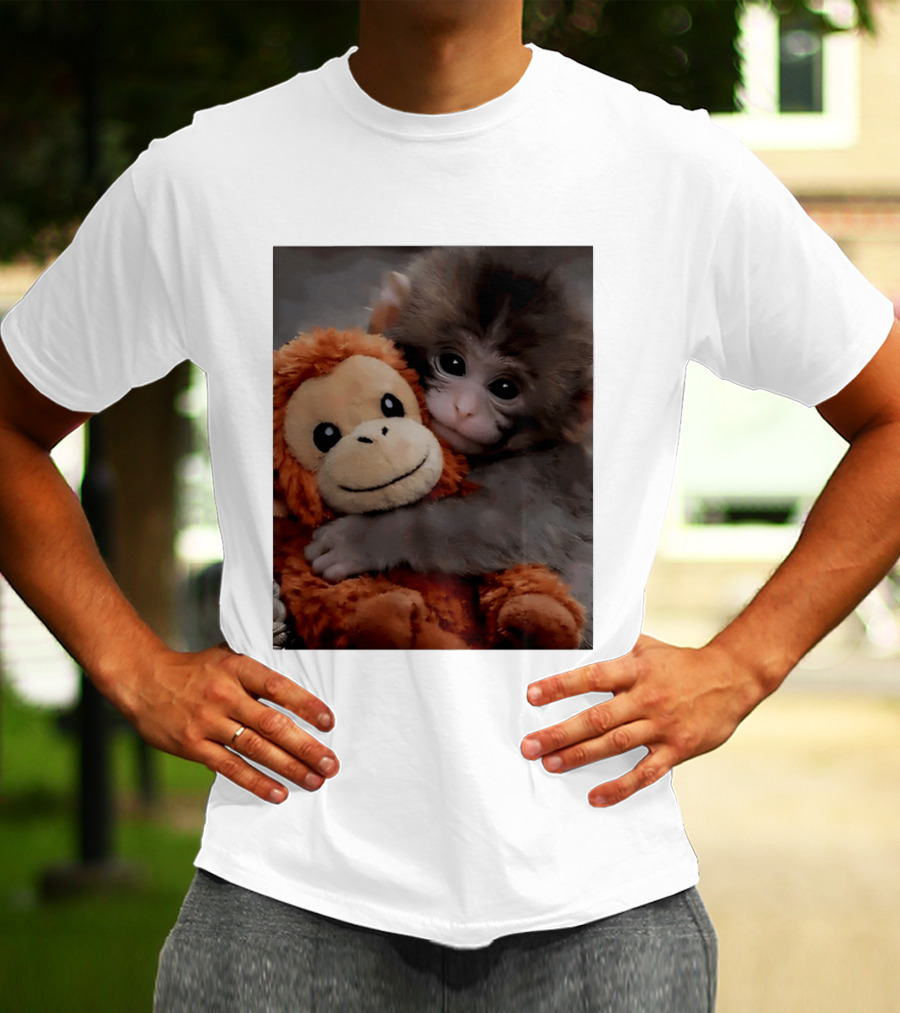 I Love Punch Monkey Hugging Stuffed Monkey T-Shirt