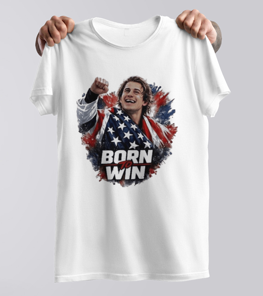 Born To Win Jack Hughes Team USA Hockey Victory T-Shirt