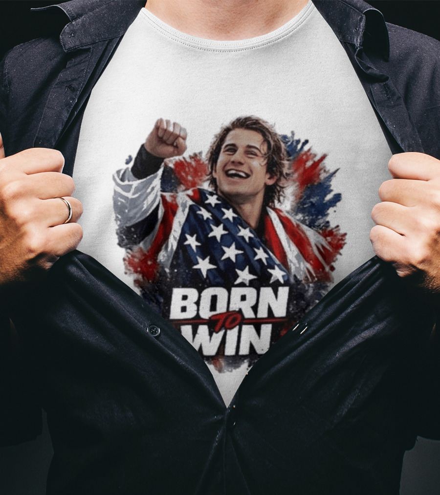 Born To Win Jack Hughes Team USA Hockey Victory T-Shirt