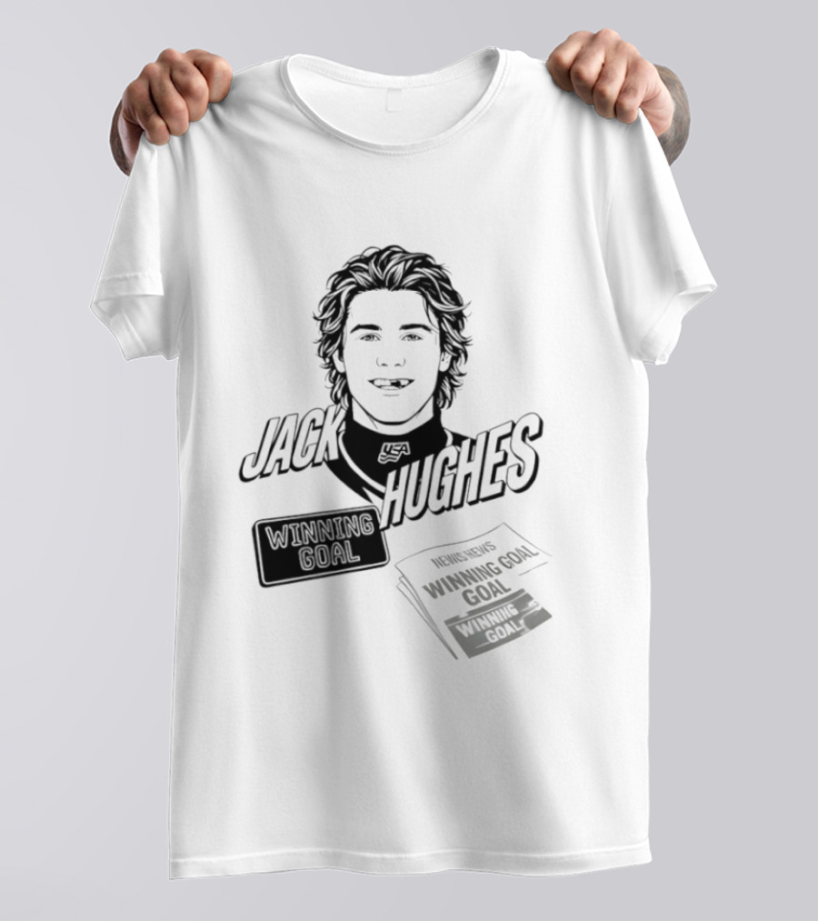 Jack Hughes Winning Goal New Jersey Devils Star USA Hockey 2026 T-Shirt