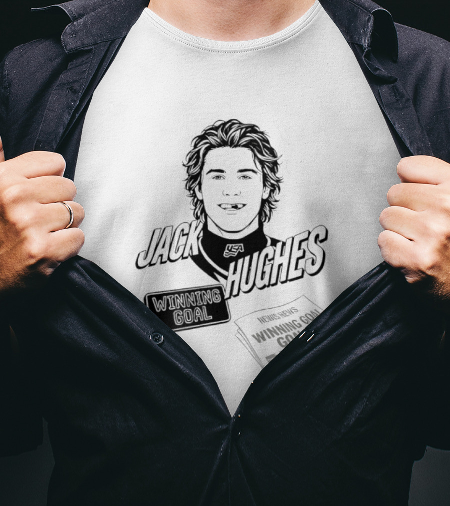 Jack Hughes Winning Goal New Jersey Devils Star USA Hockey 2026 T-Shirt