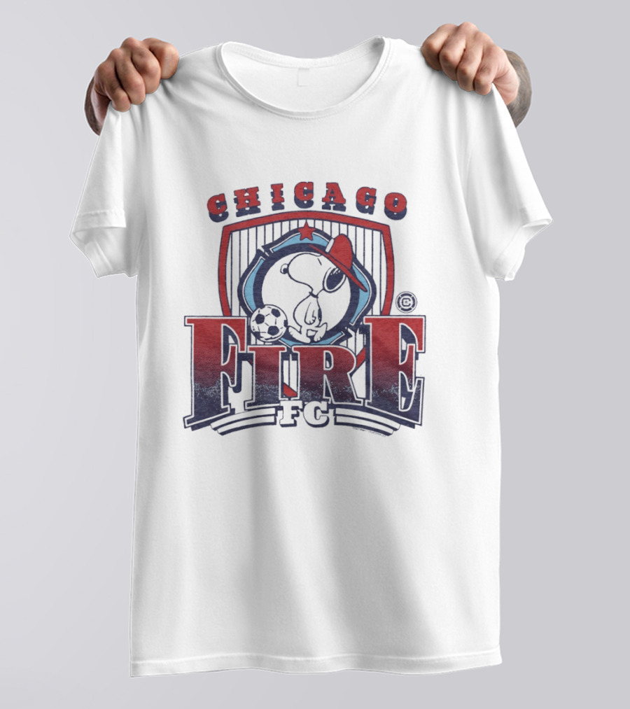 Peanuts Snoopy Chicago Fire FC Collaboration With Soccer Ball And Hat T-Shirt