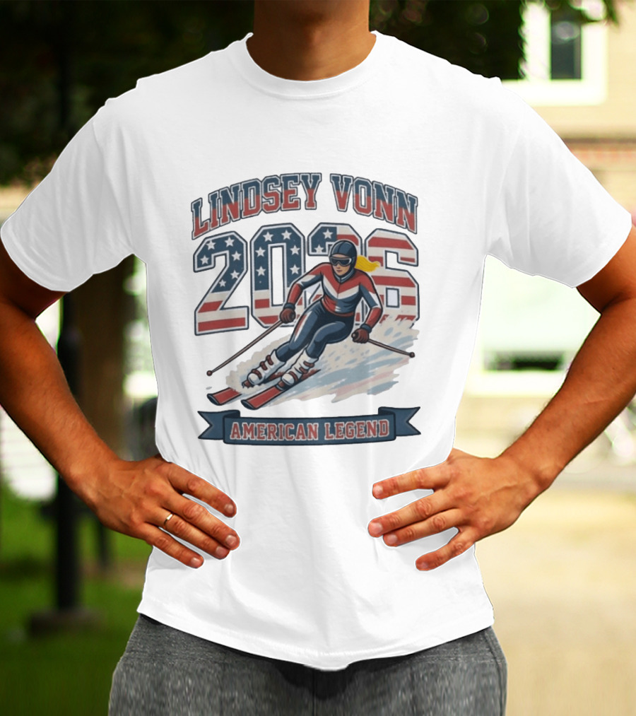 Lindsey Vonn 2026 American Legend Winter USA Skiing T-Shirt