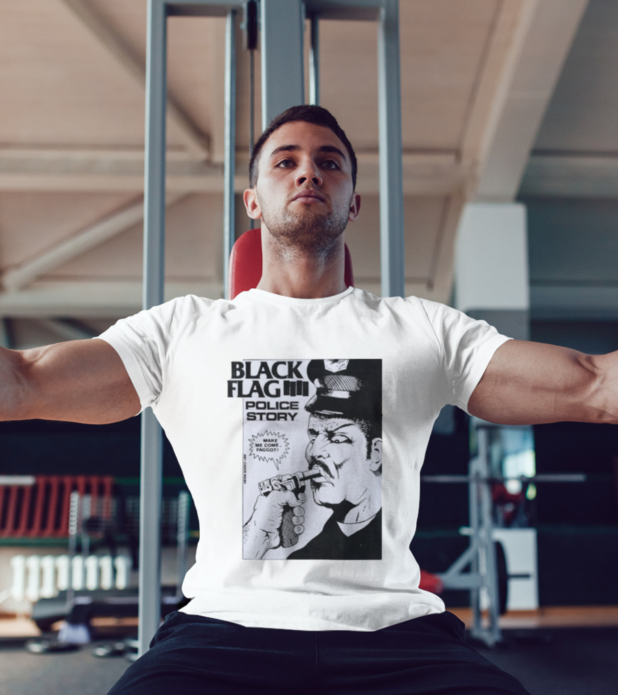 Black Flag Police Story Make Me Come OKC's Finest Raymond Pettibon Two Eagles Keepsake T-Shirt