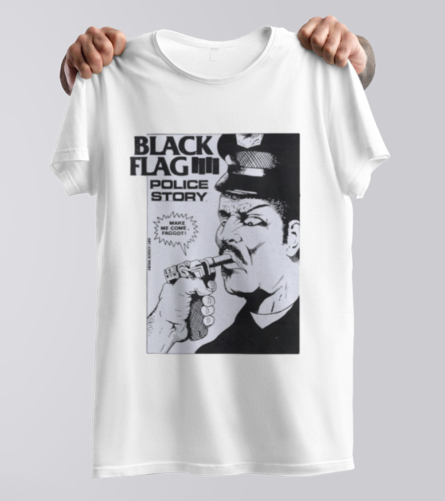 Black Flag Police Story Make Me Come OKC's Finest Raymond Pettibon Two Eagles Keepsake T-Shirt