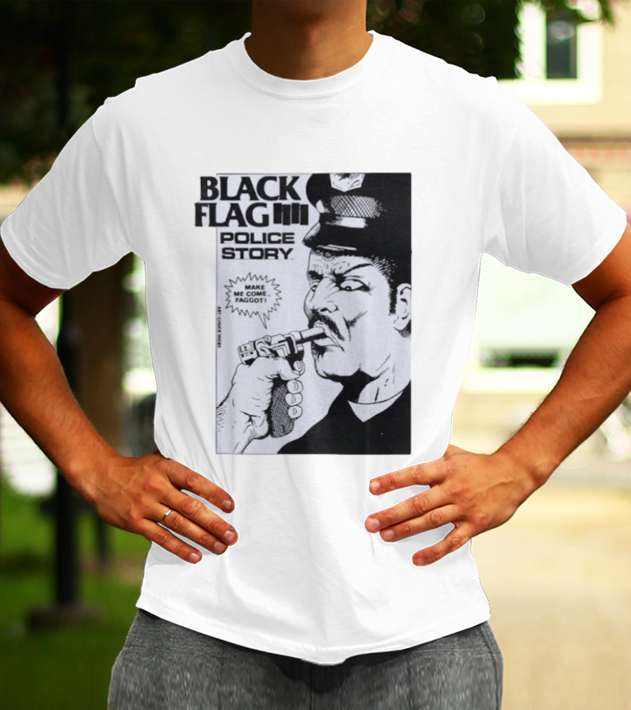 Black Flag Police Story Make Me Come OKC's Finest Raymond Pettibon Two Eagles Keepsake T-Shirt