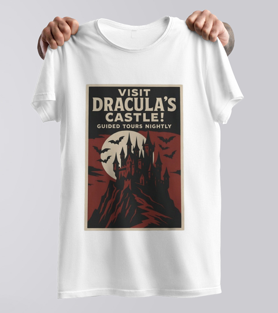 Visit Dracula's Castle Guided Tours Nightly Bats Moon Gothic Twilight T-Shirt