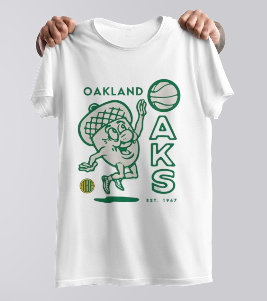 Oakland Oaks ABA 1967 Basketball Cartoon Acorn T-Shirt
