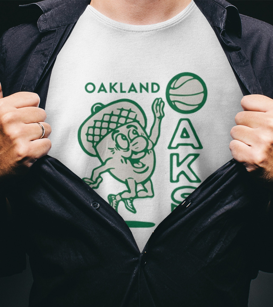 Oakland Oaks ABA 1967 Basketball Cartoon Acorn T-Shirt