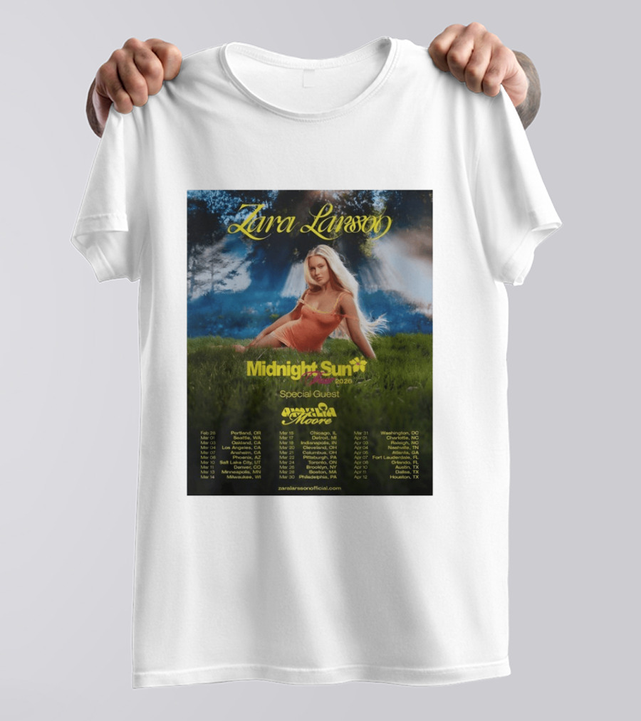 Zara Larsson Midnight Sun Tour 2026 Special Guest Moore Dates And Locations T-Shirt