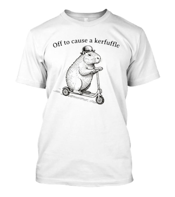 Off To Cause A Kerfuffle Capybara Groundhog Scooter Adventure T-Shirt