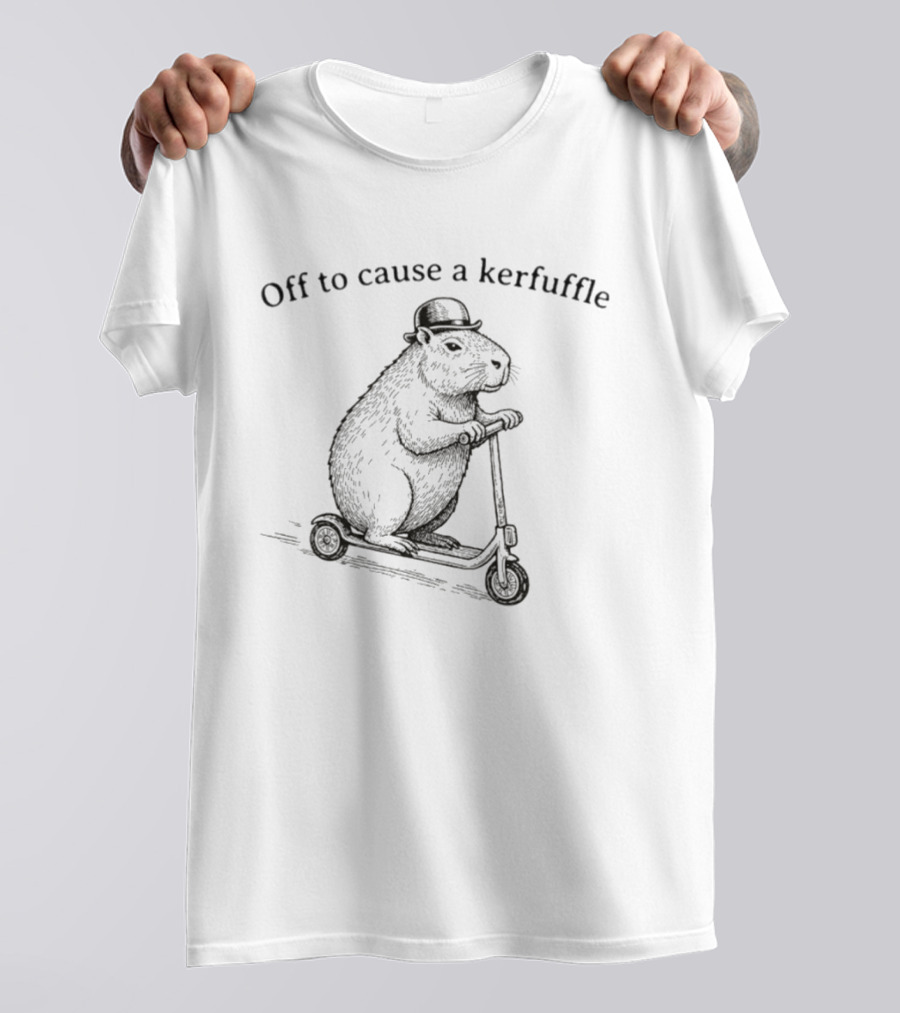 Off To Cause A Kerfuffle Capybara Groundhog Scooter Adventure T-Shirt