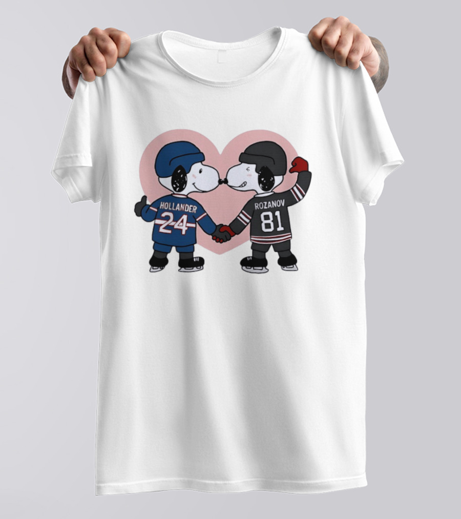 Snoopy Hockey Romance With Ilya Rozanov And Shane Hollander T-Shirt