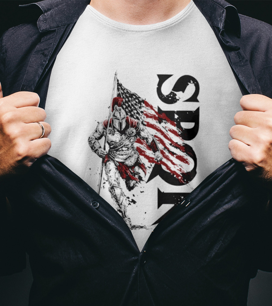SPQR Roman Legion Knight With USA Flag T-Shirt