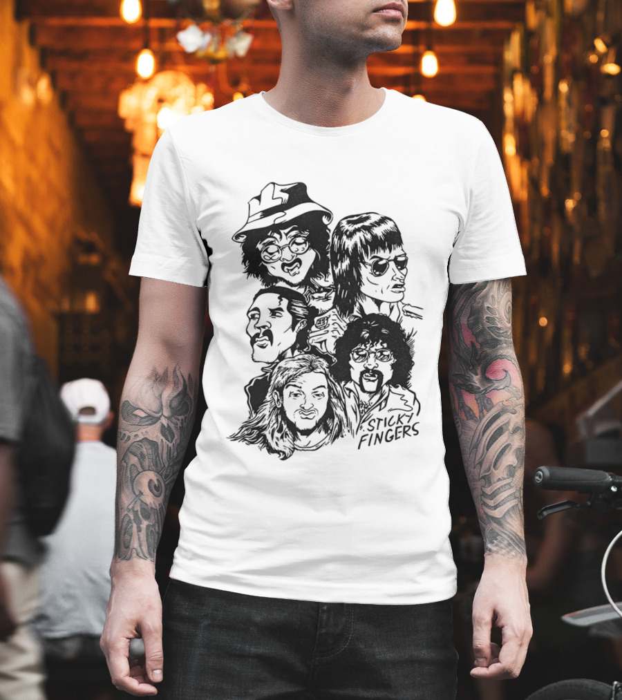 Sticky Fingers Band Member Caricature T-Shirt