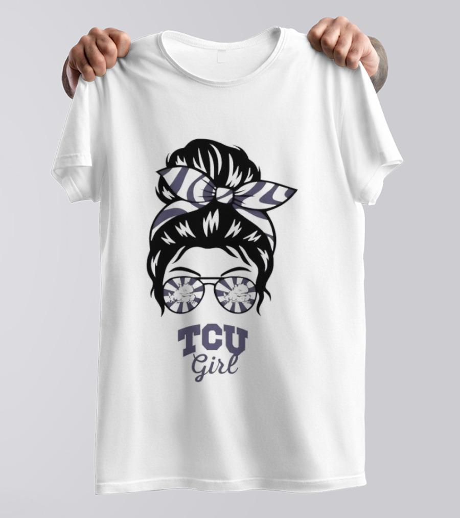 TCU Girl Messy Bun Glasses Horned Frogs T-Shirt