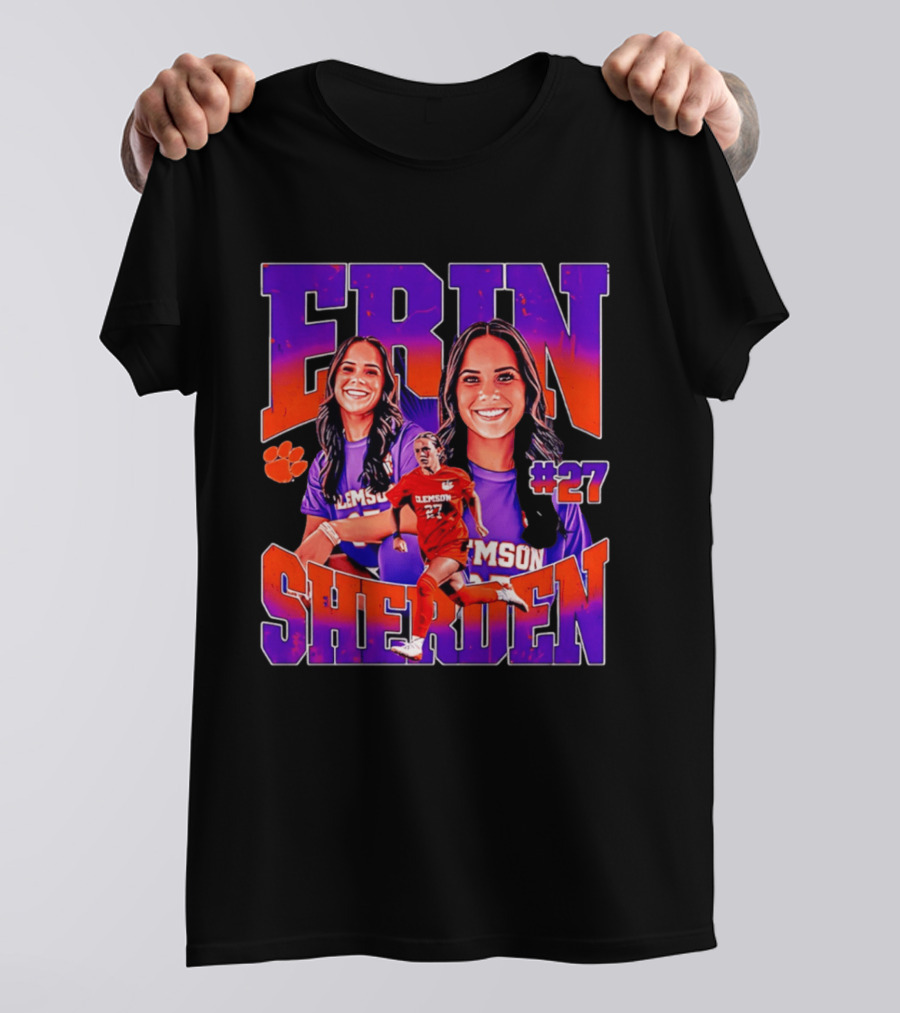 Erin Sherden Clemson Soccer Number 27 Fan Gear T-Shirt