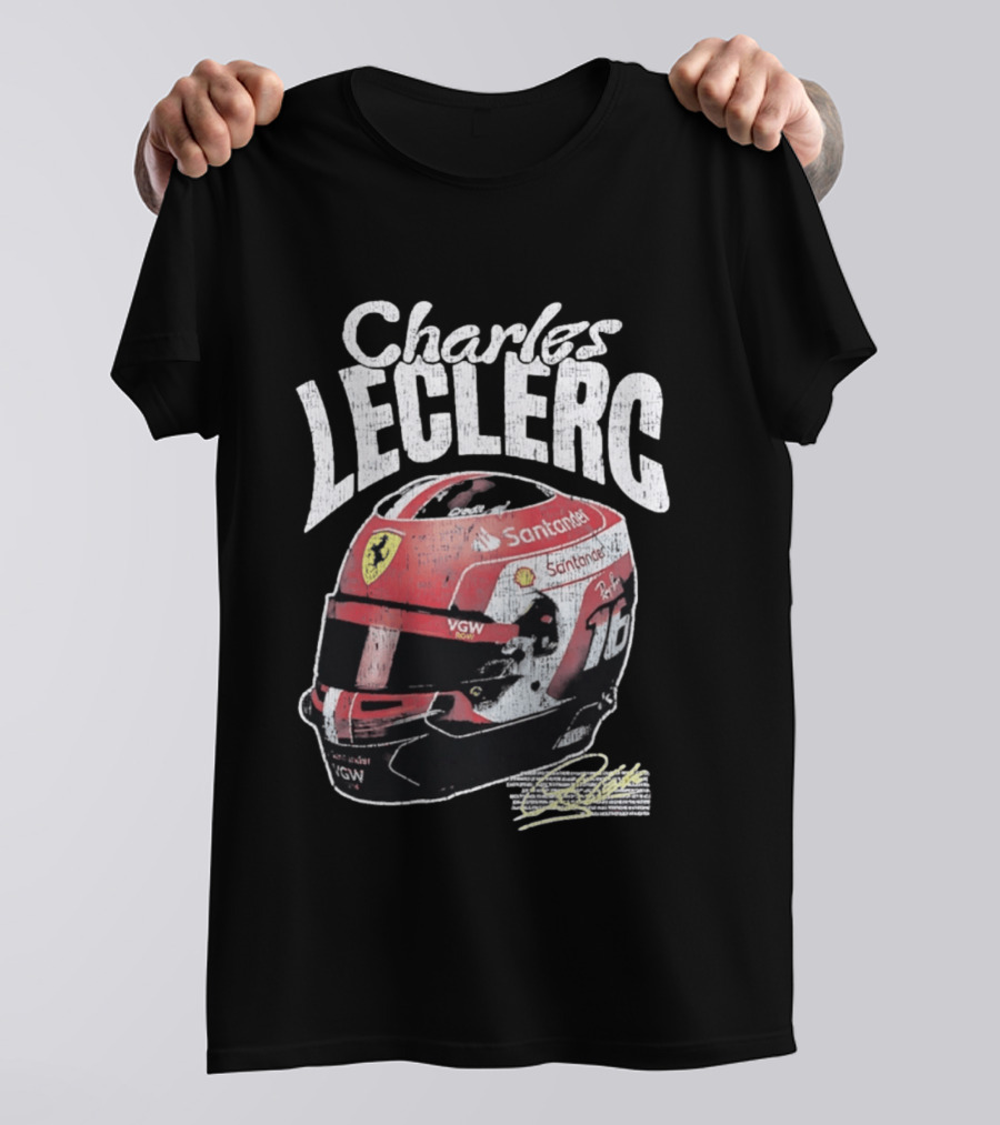 Charles Leclerc Ferrari Helmet VGW Santander 16 F1 Racing T-Shirt