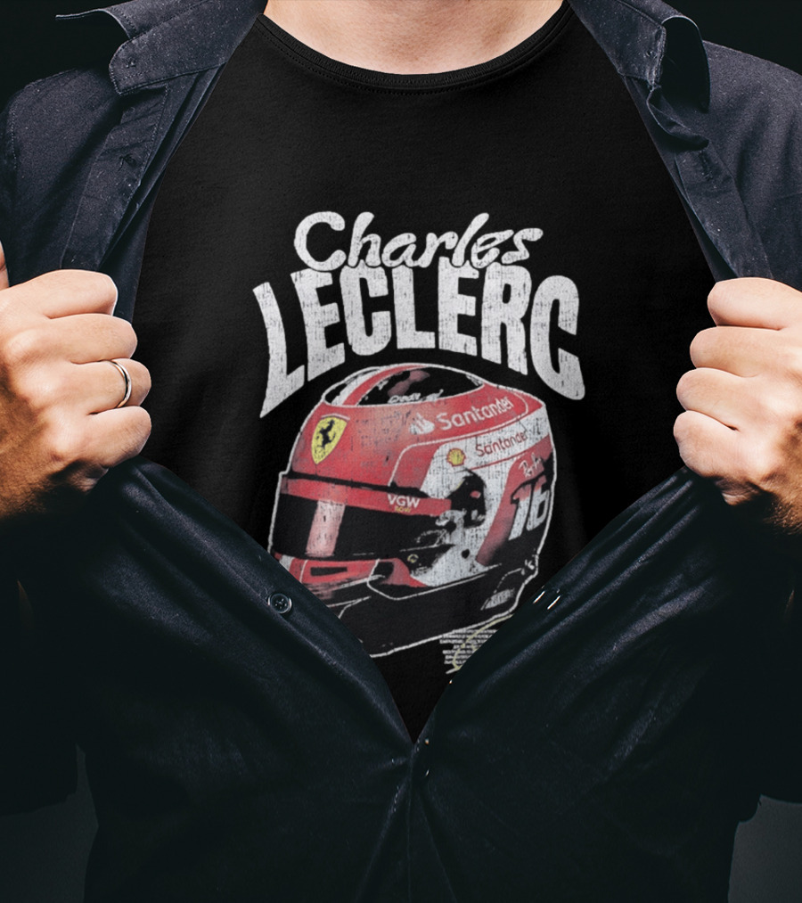 Charles Leclerc Ferrari Helmet VGW Santander 16 F1 Racing T-Shirt