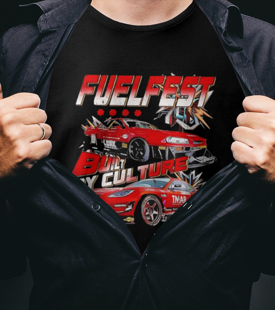 Fuelfest Built By Culture Red Racing Cars And Stars T-Shirt