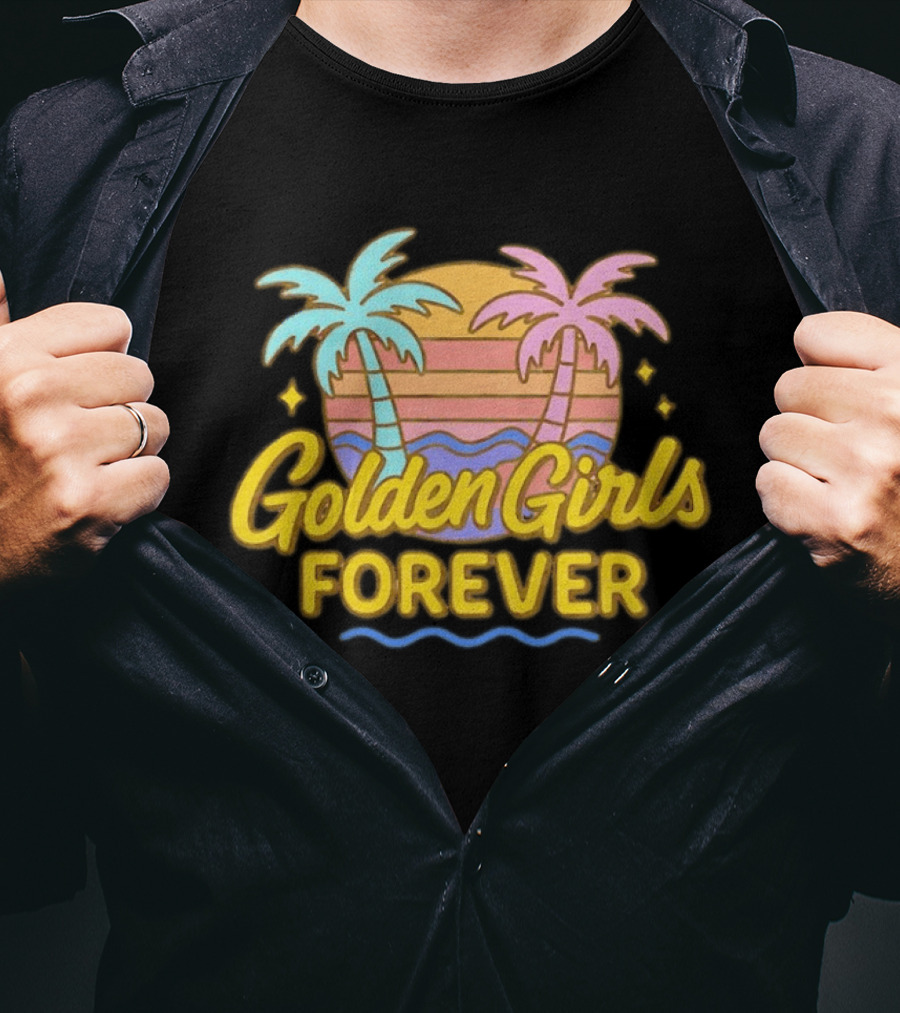 Golden Girls Forever Sunset Palm Trees Retro Aesthetic T-Shirt