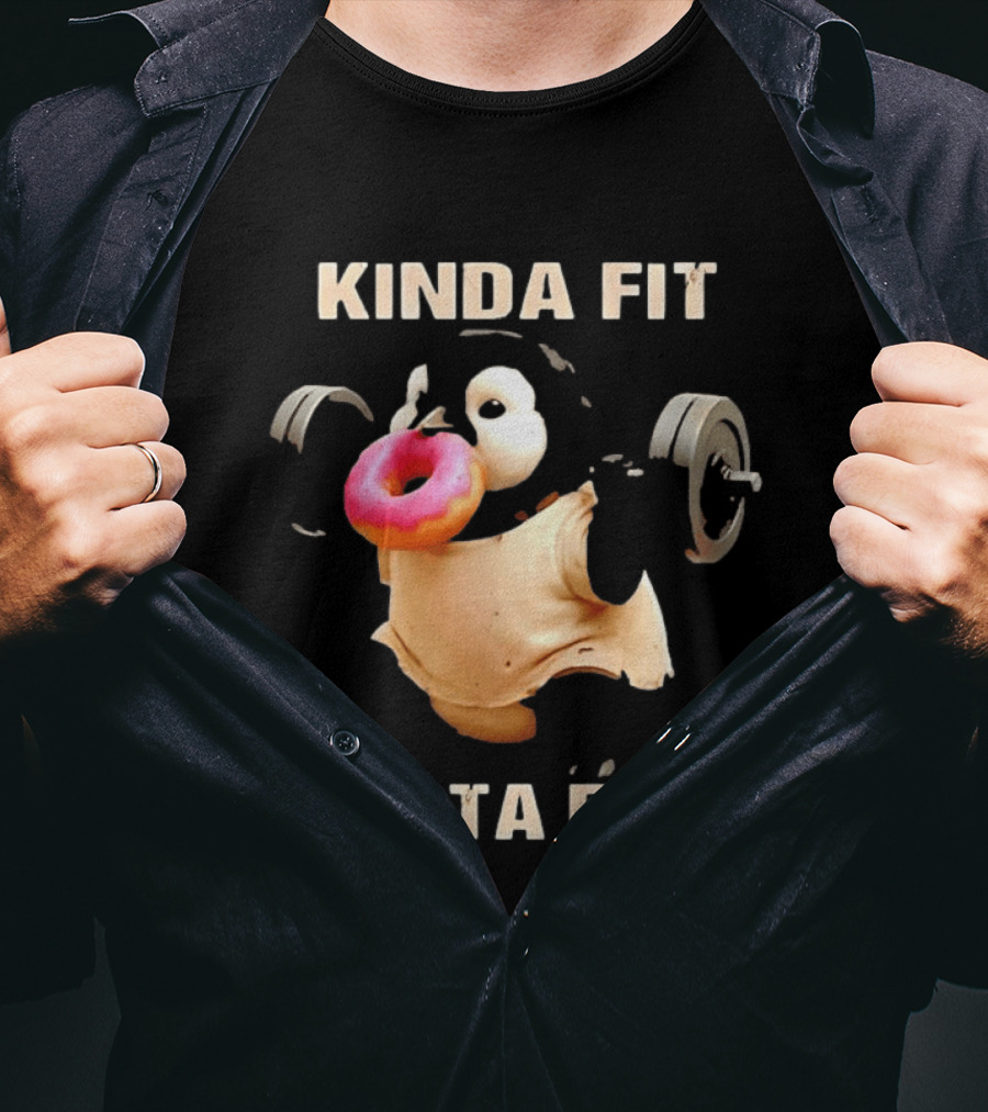 Kinda Fit Sorta Fat Penguin Deadlift Donut Fitness Humor T-Shirt