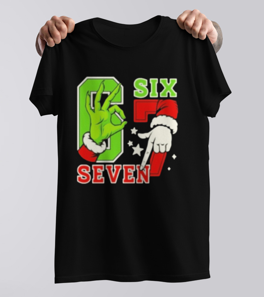 Grinch Santa 67 Six Seven Christmas TikTok Trending T-Shirt