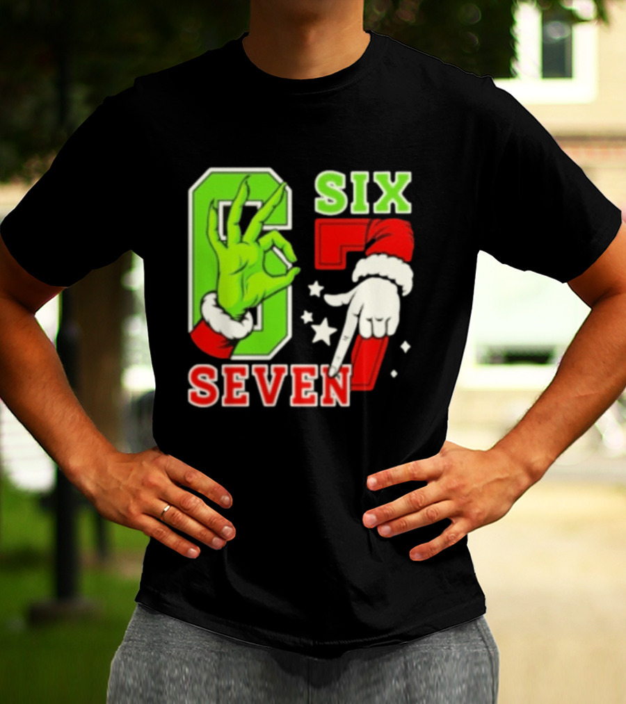 Grinch Santa 67 Six Seven Christmas TikTok Trending T-Shirt