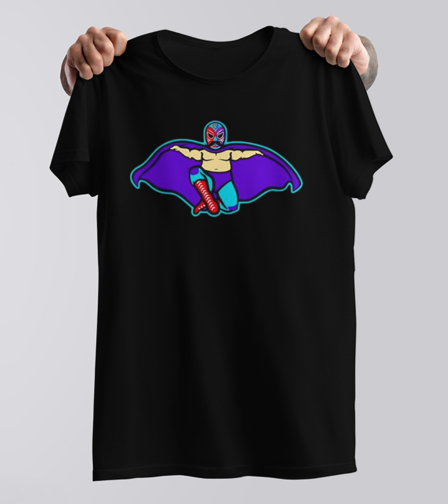 Hill City Howlers Baseball Luchadores Voladores Wrestler Cape Mask T-Shirt