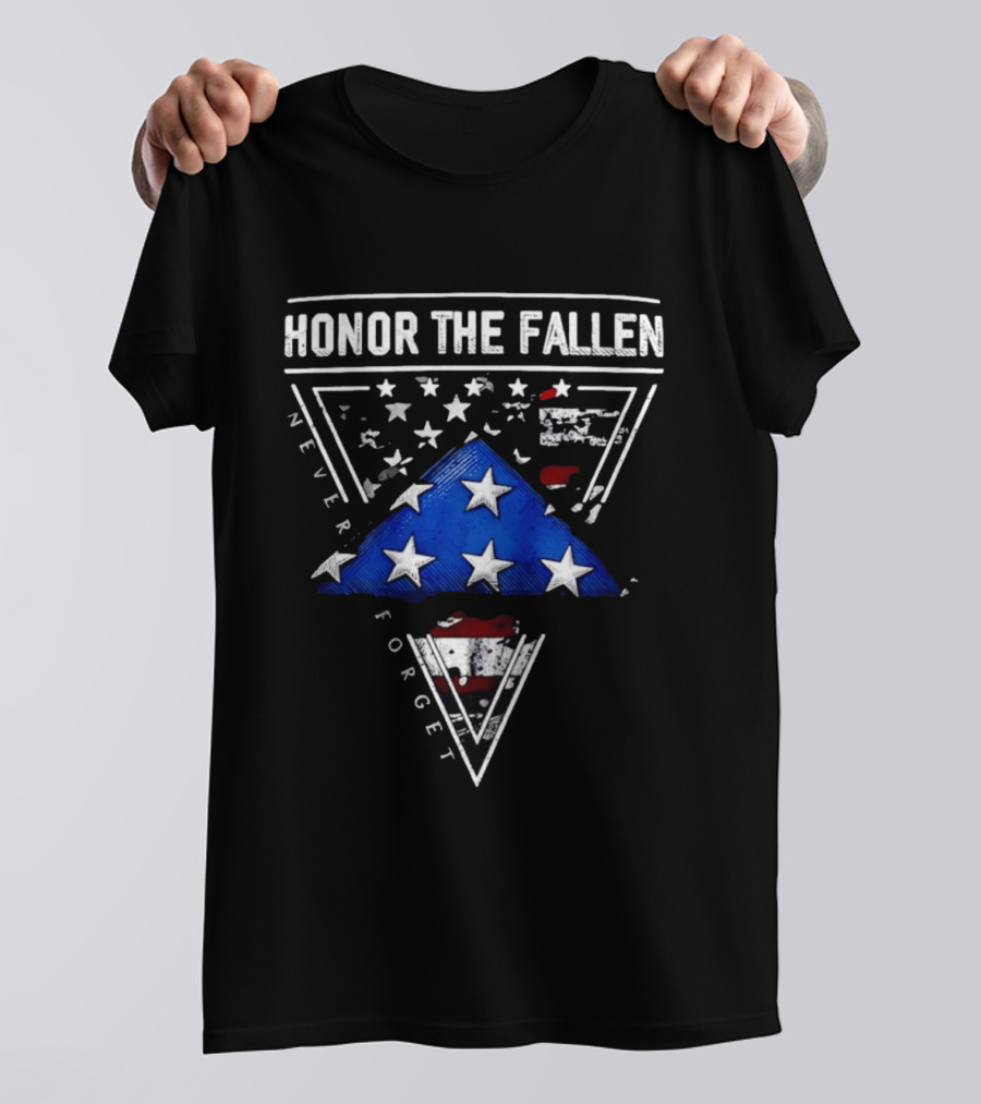 Honor The Fallen Never Forget 2026 Folded Flag Stars And Stripes T-Shirt
