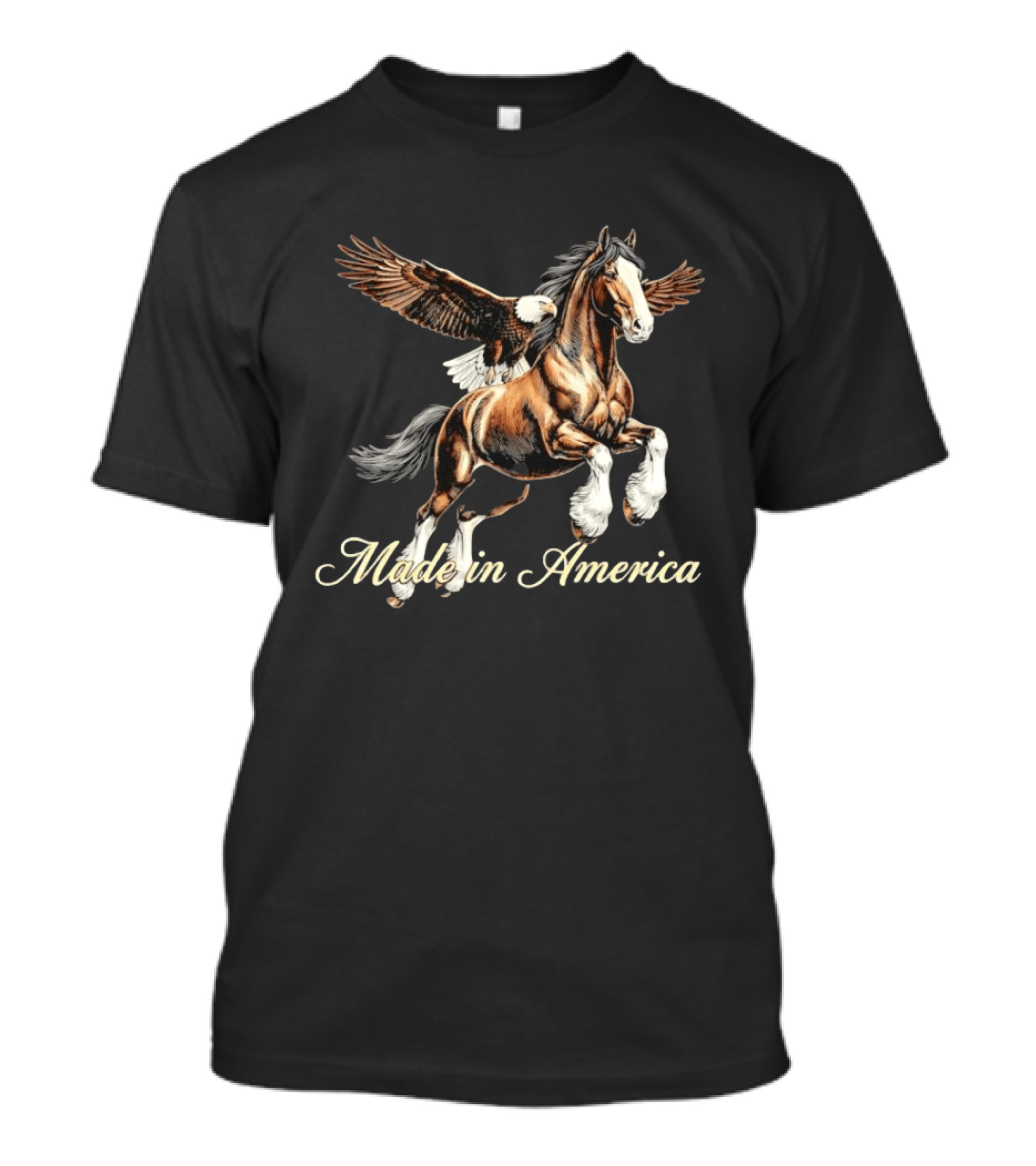 Made In America Bald Eagle And Horse Majestic Symbolism T-Shirt
