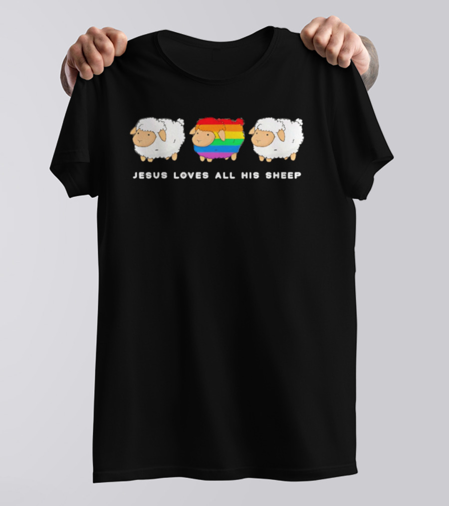 Jesus Loves All His Sheep Rainbow Pride Inclusion T-Shirt