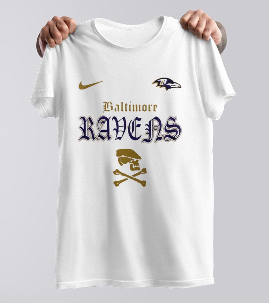 Baltimore Ravens Nike Dropkick Murphys Skull Crossbones Ravens T-Shirt