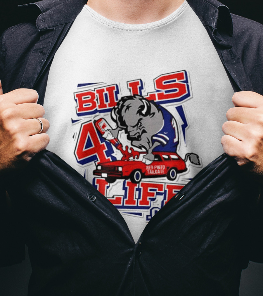 BILLS 4 LIFE COM Buffalo And Jumping Car T-Shirt