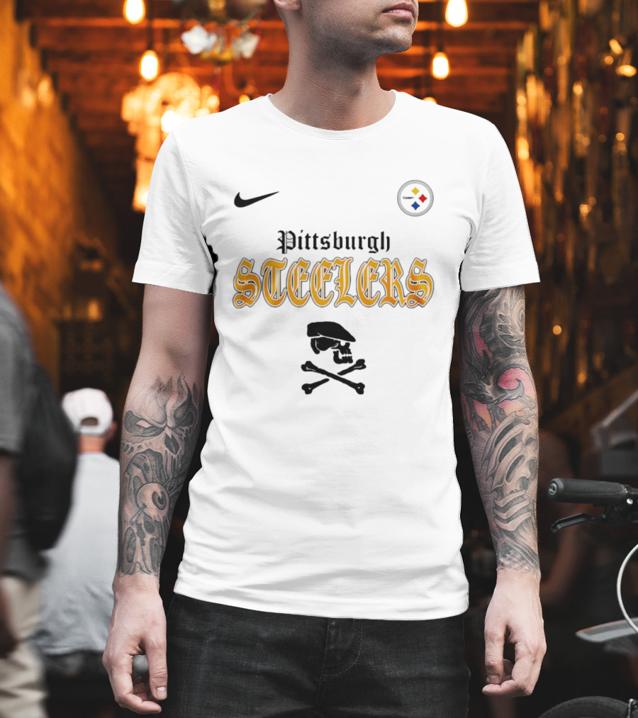Pittsburgh Steelers Dropkick Murphys Skull Crossbones Collaboration Nike T-Shirt