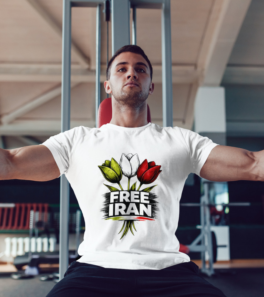 Free Iran Tulips Artwork Bold Protest T-Shirt