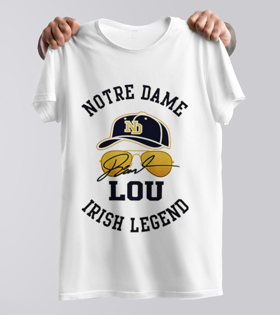 Notre Dame Irish Legend Lou Holtz ND Hat Signature T-Shirt